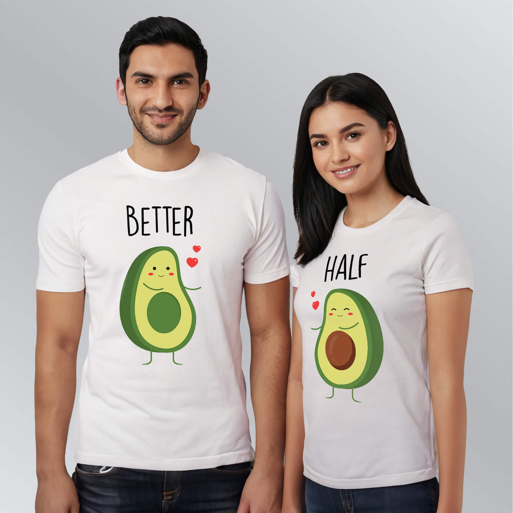 Better-Half matching T-shirts for couples in white