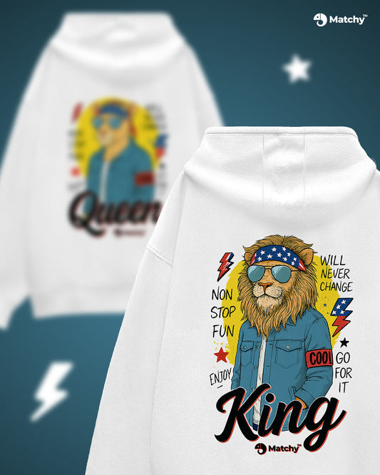 King-Queen Oversized Matching Couple Hoodies