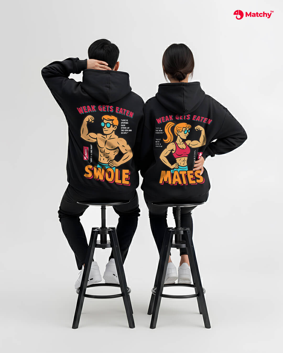Swole-Mates Oversized Matching Couple Hoodies