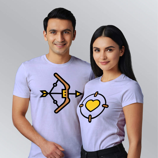 Hunter-Prey matching T-shirts for couples in lavender