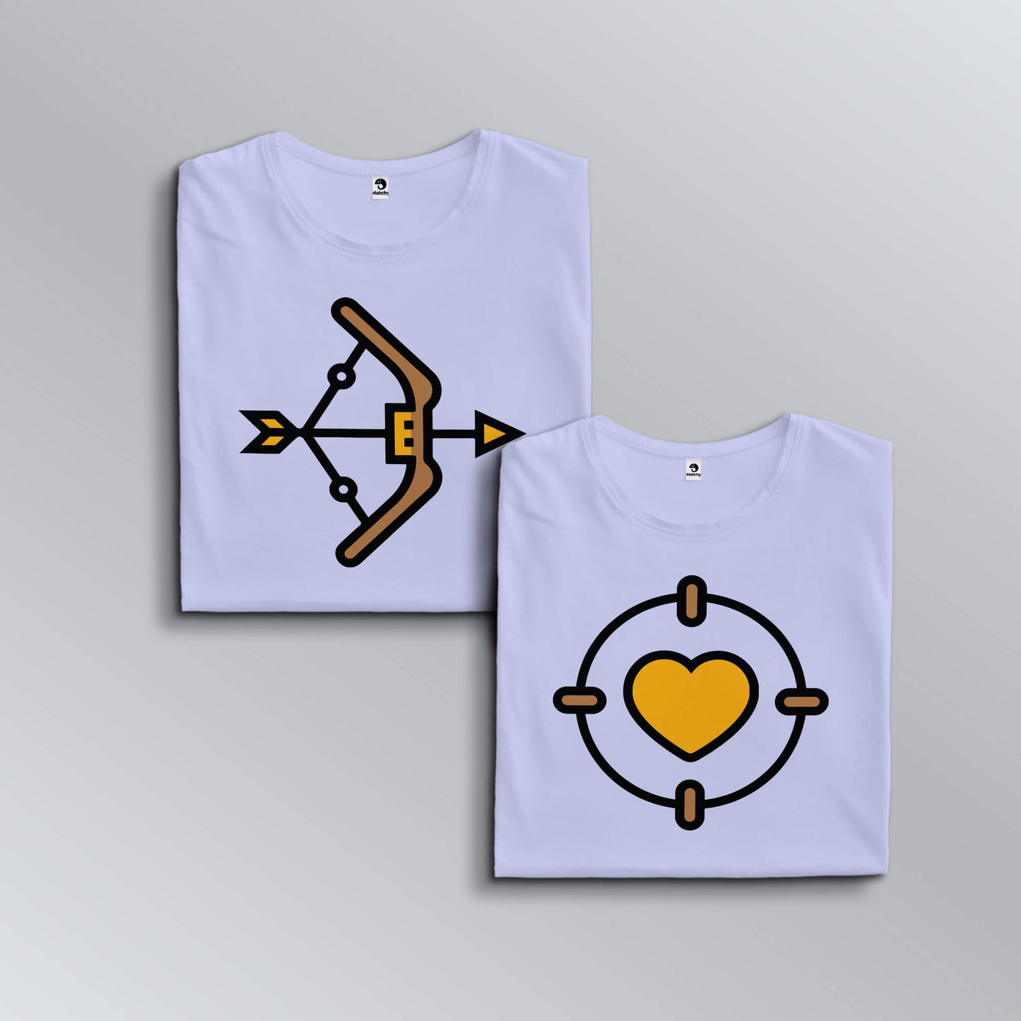 Hunter-Prey matching T-shirts for couples in lavender (top view)