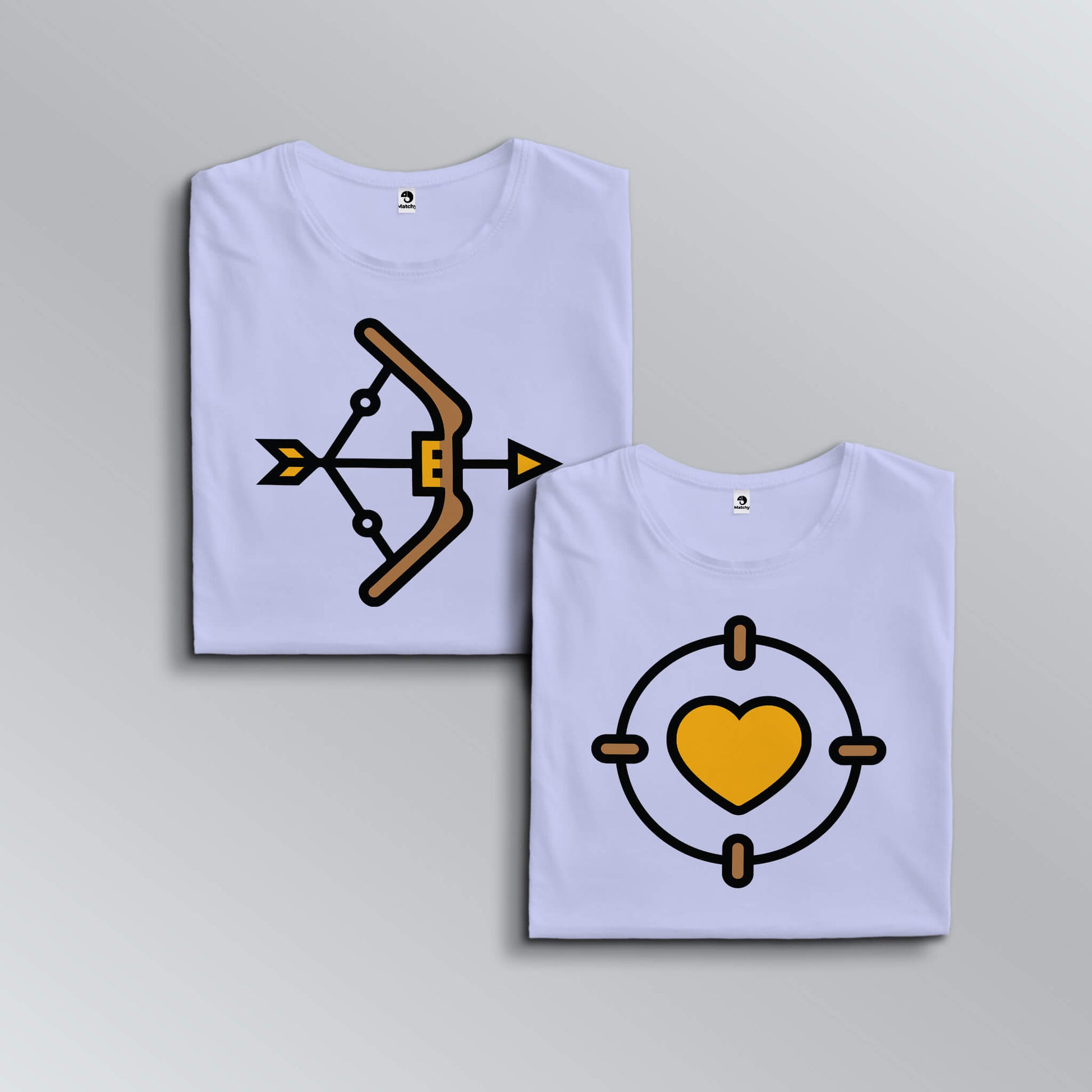 Hunter-Prey matching T-shirts for couples in lavender (top view)