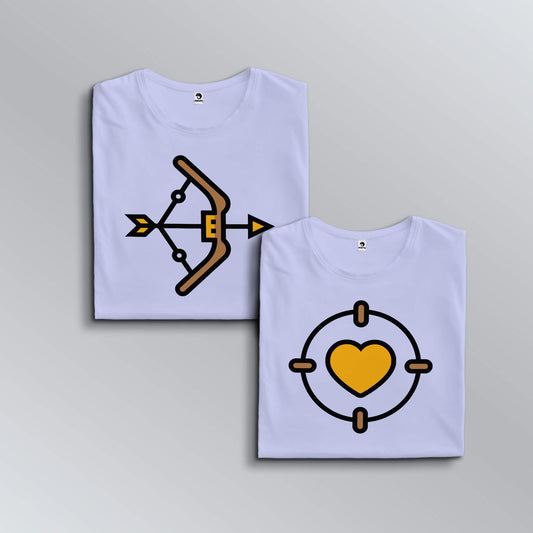 Hunter-Prey matching T-shirts for couples in lavender (top view)