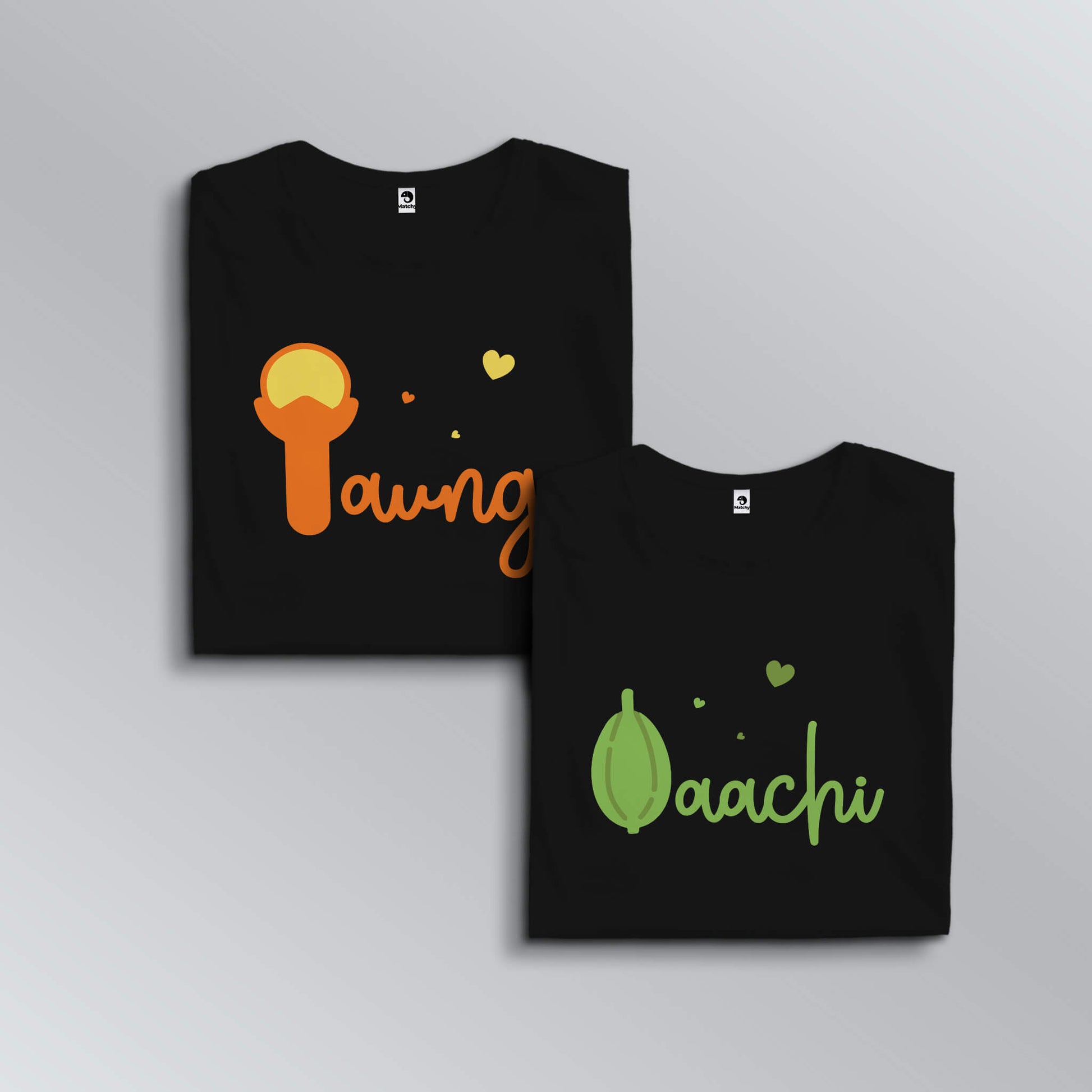 Laung Laachi T-shirts for couples in black (top view)